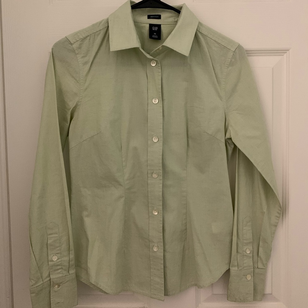 GAP Button Down Dress Shirt Womens XS Light Green